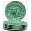 Image 1 : A set of 6 Victorian green glazed leaf moulded plates, 9ins £120-150...