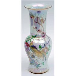 A Carltonware baluster vase gilded and enamelled with a wild bird and foliage in oriental style a...