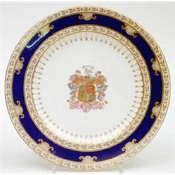 A Copeland armorial bone china plate, bearings of Sir Albert Sassoon of Eastern Terrace, Brighton...