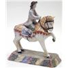 Image 1 : A 19th century Delftware figure of a man on horseback, painted in polychrome, 9.5ins (restored) £...
