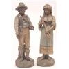 Image 1 : A pair of late 19th century Austrian earthenware statuettes, peasant musicians in traditional cos...