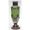 Image 1 : A WMF green glass and silver plated vase mounted with crisply cast shoulder, on circular base cas...