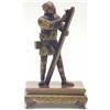 Image 1 : A Japanese gilt bronze figure of a Carpenter, Meiji Period, standing planing a piece of timer, dr...