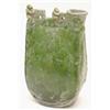 Image 1 : A green glazed flask, modelled in the form of leather bottle, the swelling body surmounted by fig...