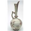 Image 1 : A Royal Worcester blush porcelain ewer with gilt spout, pierced rim and handle and floral painted...