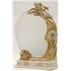 Image 1 : A Royal Dux Art Nouveau mirror, the bevelled plate flanked by a lady in flowing gilt dress over a...