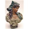 Image 1 : A Goldscheider painted terracotta bust of a Spanish lady wearing a mantilla, 22ins £500-700...