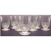 Image 1 : A set of 7 Lalique Poully pattern tot glasses with green tinted frieze of leaping fish, stencille...