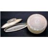 Image 1 : An early Lalique frosted glass and blue stained nail buffer with base, moulded Lalique mark, 5.25...