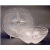 Image 1 : A Lalique opalescent glass Coquille (No.5) side plate, 6.5ins and a matching clear glass bowl, 5....