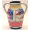 Image 1 : A Clarice Cliff Sunrise pattern 2-handle lotus jug, 9.75ins (see illustration) £1000-1500...