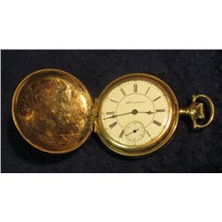 381.   Gold-filled Hampden lever-set pocket watch from Canton, Ohio. Winds, runs, and keeps time.