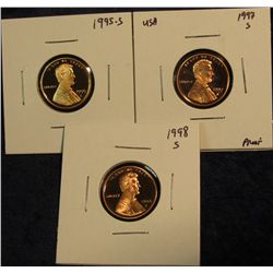 413. 1995 S, 97 S, & 98 S Proof 65+ Lincoln Cents.