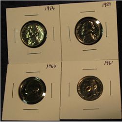 418. 1956 P, 59 P, 60 P, & 61 P Proof 65+ Jefferson Nickels.