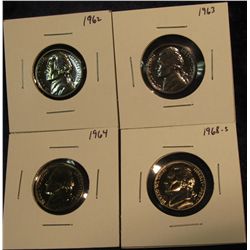 419. 1962 P, 63 P, 64 P, & 68 S Proof 65+ Jefferson Nickels.