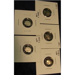 425. 1981 S, 94 S, 2008 S, 10 S, & 13 S Clad Proof 65+ Roosevelt Dimes.