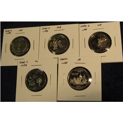 427. Five-Piece Set of 2000 S Proof 65+ Statehood Quarters.