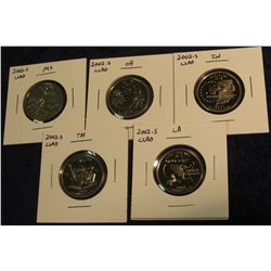 429. Five-Piece Set of 2002 S Proof 65+ Statehood Quarters.