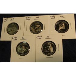 435. Five-Piece Set of 2008 S Proof 65+ Statehood Quarters.