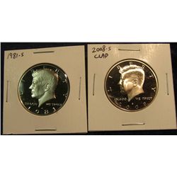 438. 1981 S & 2008 S Proof 65+ Kennedy Half Dollar.