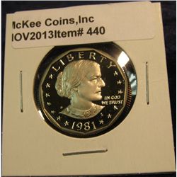 440. 1981 S Cameo Proof 65+ Susan B. Anthony Dollar.