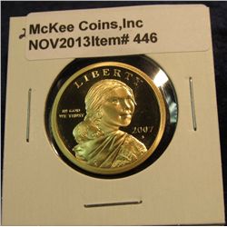 446. 2007 S Cameo Proof 65+ Native American U.S. Dollar.