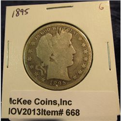 668. 1895 P U.S. Barber Half Dollar. G-4.