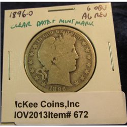 672. 1896 O U.S. Barber Half Dollar. G/AG.