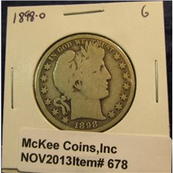 678. 1898 O U.S. Barber Half Dollar. G-4.