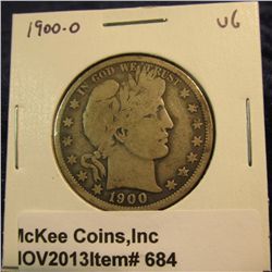 684. 1900 O U.S. Barber Half Dollar. VG-8.