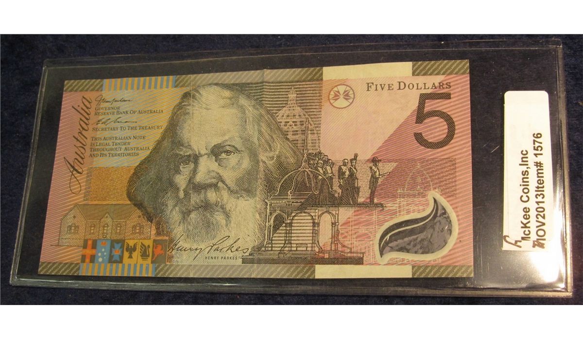 1576. Australia $5 Bank note depicting Henry Parkes & Catherine Helen