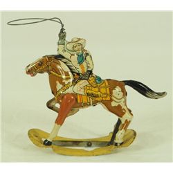 Mark Lithogrpaphed Tin Cowboy Rocking Horse Toy