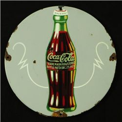 Coca Cola Round Bottle Porcelain Sign