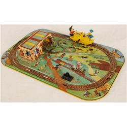 Marx Disneyville Train Station Tin Toy