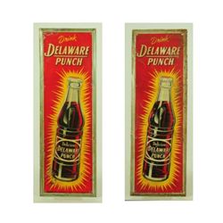 2 Delaware Punch Painted Metal Advertising Signs