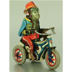 German Monkey On Bike Tin Wind-Up Toy in Box