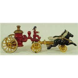 Horse Drawn Fire Wagon Cast Iron Toy