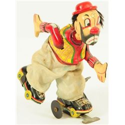 Roller Skating Clown Tin Wind Up Toy