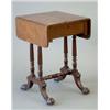 Image 1 : A Regency mahogany work table with D shaped flaps and 2 drawers, on ring turned tapered legs, fit...