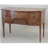 Image 1 : A George III mahogany bowfront sideboard with boxwood stringing, fitted central drawer and tambou...