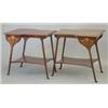 Image 1 : A pair of Arts Nouveau mahogany side tables of asymmetrical form with shaped rectangular tops and...