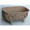 Image 1 : A William IV cast iron wine cooler with ring handles and foliate motifs, on scroll feet, 3ft. £55...