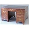 Image 1 : A 19th century mahogany partners desk, the reeded top with tooled green leather skiver over 9 dra...