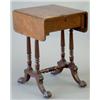 Image 1 : A Victorian mahogany drop flap work table with single drawer, over fluted column supports, on cab...