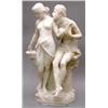 Image 1 : E. Fiaschi (19th century Italian) alabaster group, young man seated on a wall, holding the hand o...