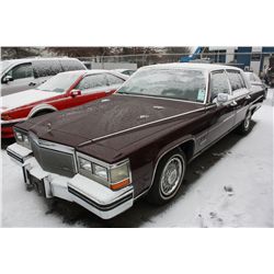 1983 CADILLAC FLEETWOOD BROUGHAM HT4100, 4DR, RED, VIN # 1G6AB6988D9105996