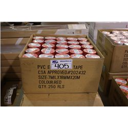 BOX OF RED ELECTRICAL TAPE 250 ROLLS