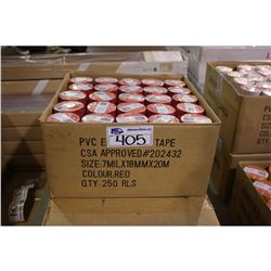 BOX OF RED ELECTRICAL TAPE 250 ROLLS