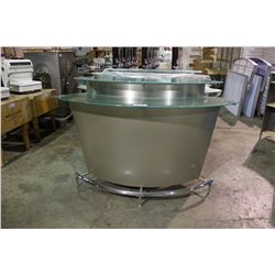 METAL CURVED 2 TIER GLASS TOP BAR