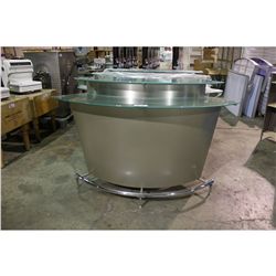 METAL CURVED 2 TIER GLASS TOP BAR